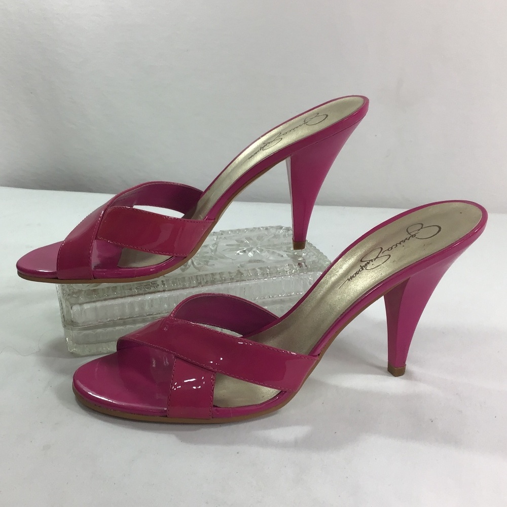Jessica Simpson Glossy Hot Pink Sandals Heels